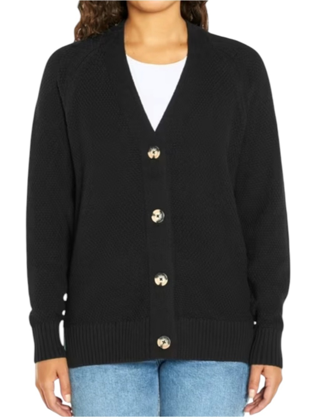 GAP Button Front Side Slit Black Knit Sweater